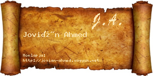 Jovián Ahmed névjegykártya